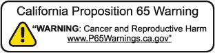 California Proposition 65 notice.